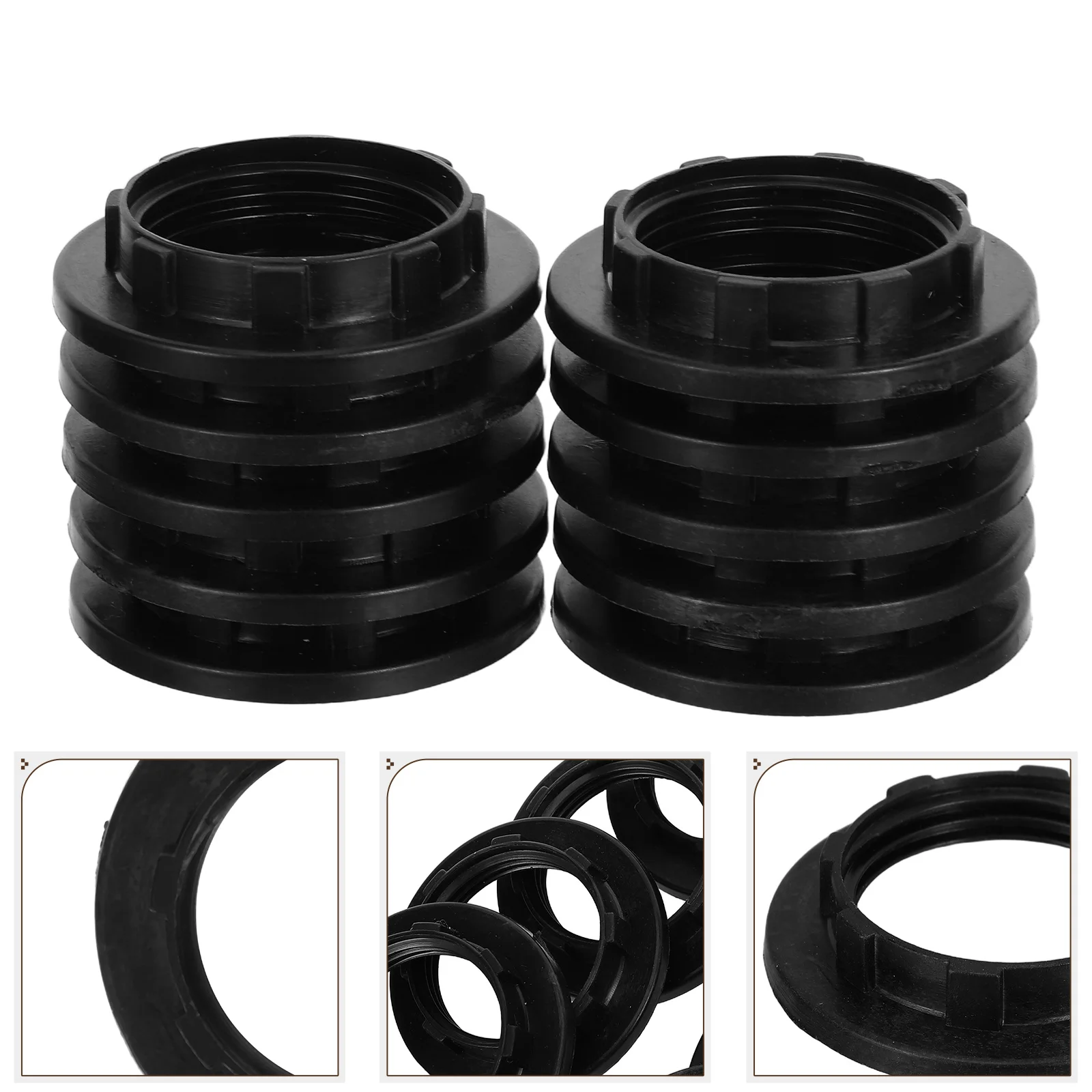 

10Pcs E14 Lamp Holder Threaded Collar Ring Plastic 2.8cm Inner Diameter Candelabra Base Lamp Shade Socket Quick Fit Replacement