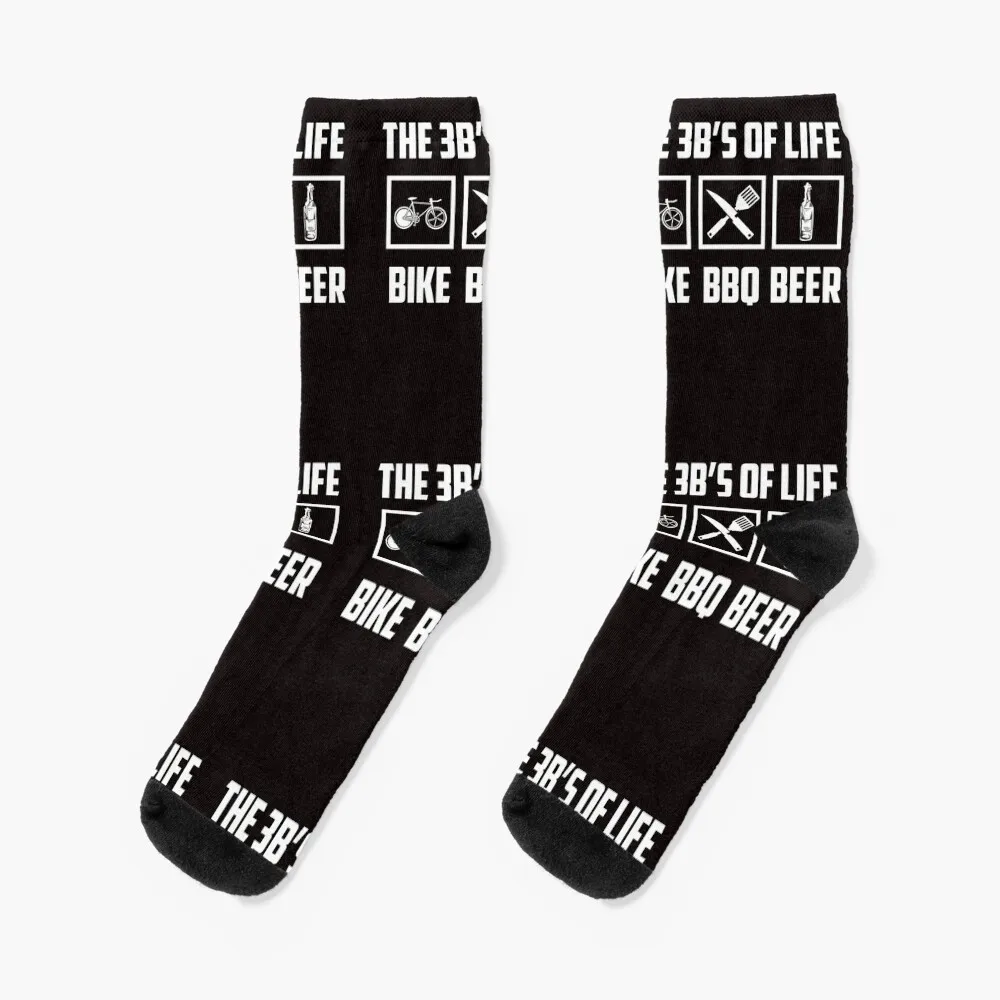 Bike BBQ Beer Bicycle Ride Eat Drink Funny Gift Socks men cotton high quality Hiking boots Socks For Girls Men's