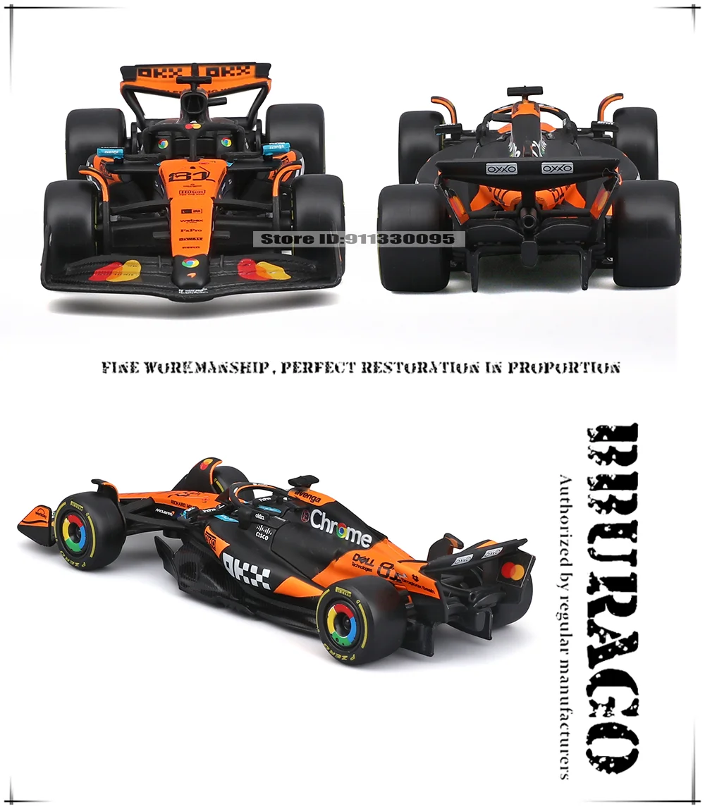 Bburago 1:43 2025 F1 McLaren MCL39 SF25 W16 RB21 A525 # 4 Lando Norris # 81 Oscar Piastri Legierungsauto Druckguss-Modell Spielzeug Sammlerstück – Detail 9