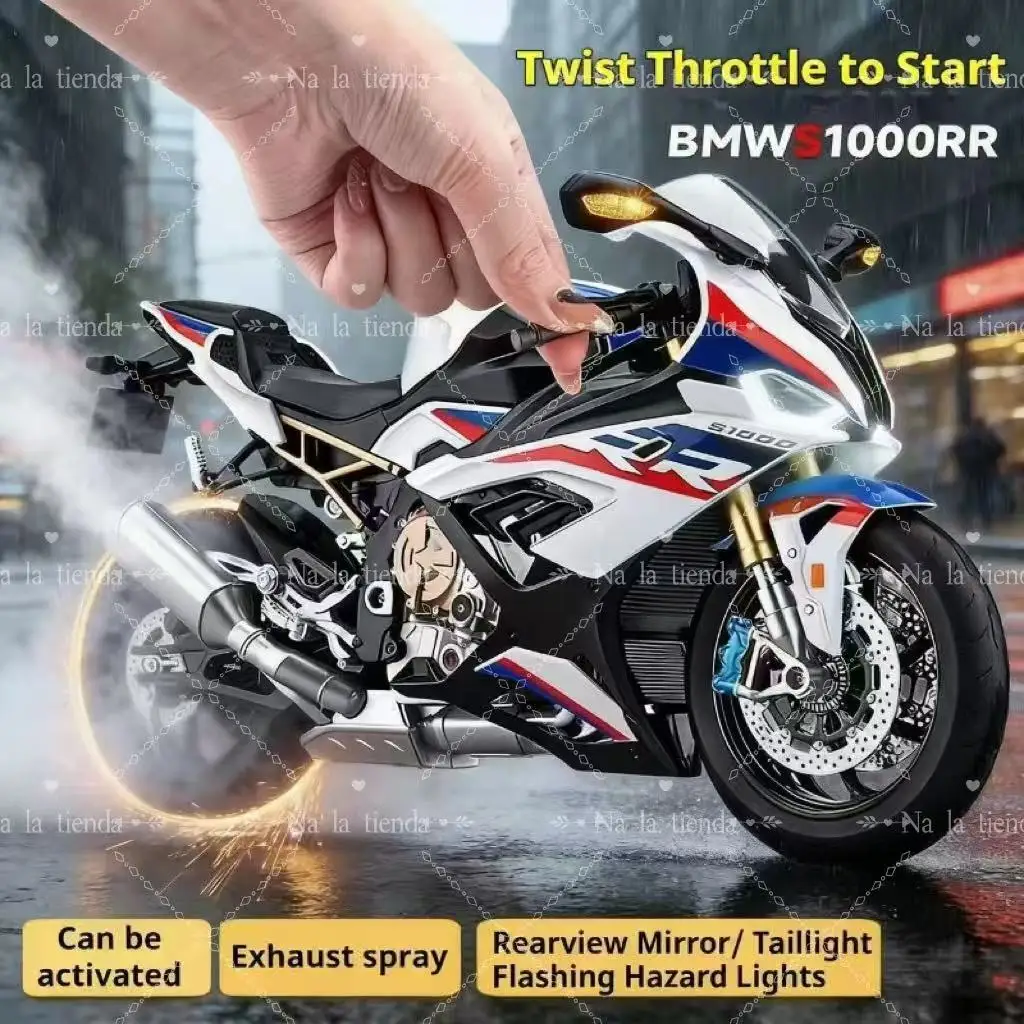 

FOR BMW S1000RR 1: 6 spray version alloy motorcycle model,With Sound & Light Decoration boy's birthday gift, best collectible