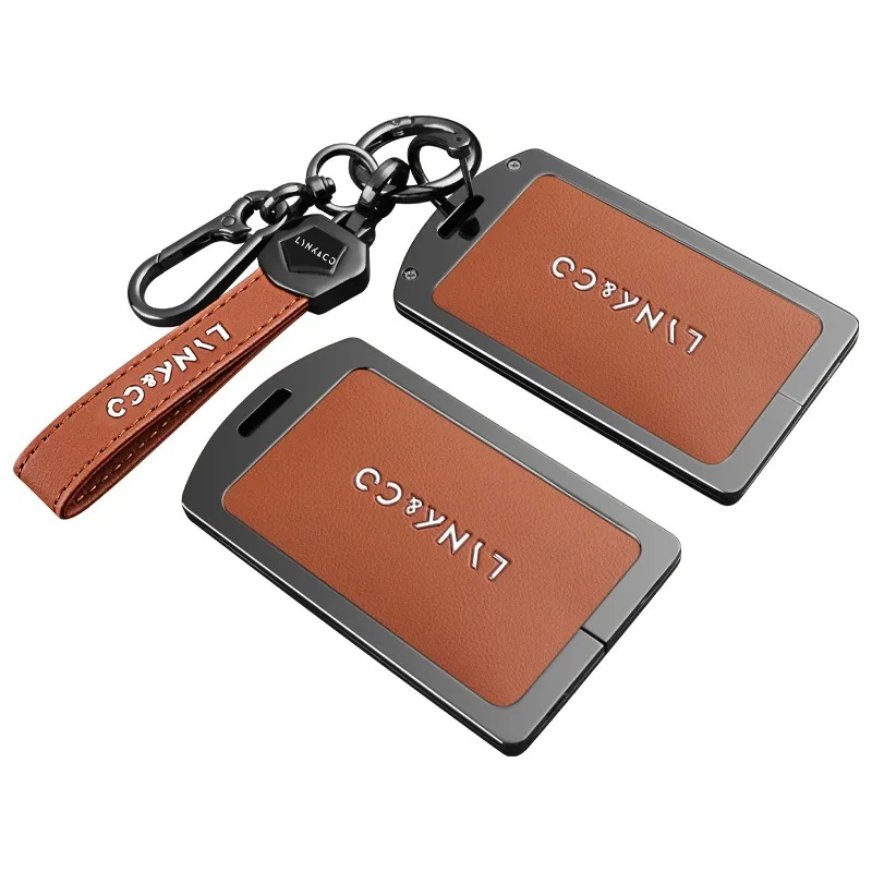 Premium Zinc Alloy Card Key Cover Case for Lynk & Co 09/03 NFC (2021-2022) - Anti-Loss Protective Shell with Lanyard Keychain