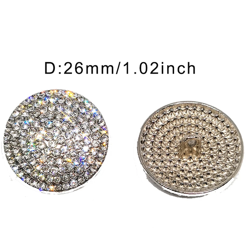 26MM Luxury Rhinestone Metal Round Big Buttons Of Clothing High Quality Fashion Decor Sewing Button For Women Coat Needlework