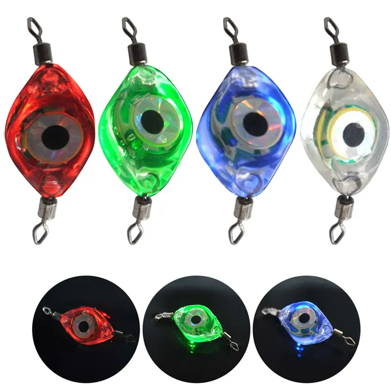 1pc Mini Fishing LED Lure Light Squid Fish Lamp Deep Drop Underwater High Bait Bright Eye Shape Waterproof Sensing Tackle Tools