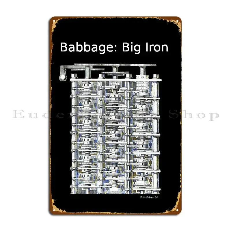 Babbage Difference Engine Big Iron White Metal Sign Bar Wall Mural Club Create Printing Tin Sign Poster