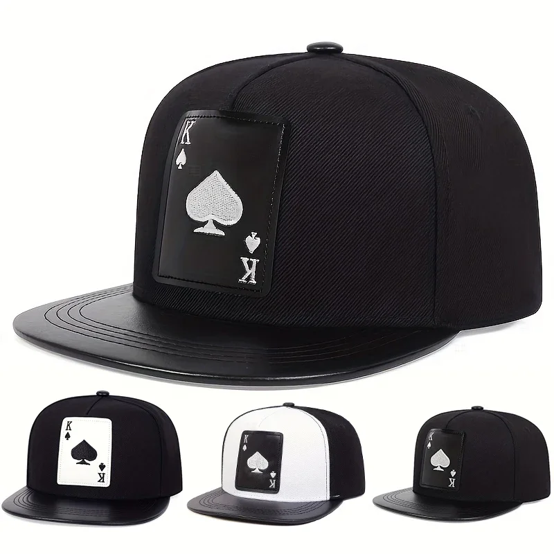 Unisex Poker Spades K Embroidery Baseball Hats Spring Autumn Outdoor Adjustable Casual Hip-hop Trucker Caps Sunscreen Hat