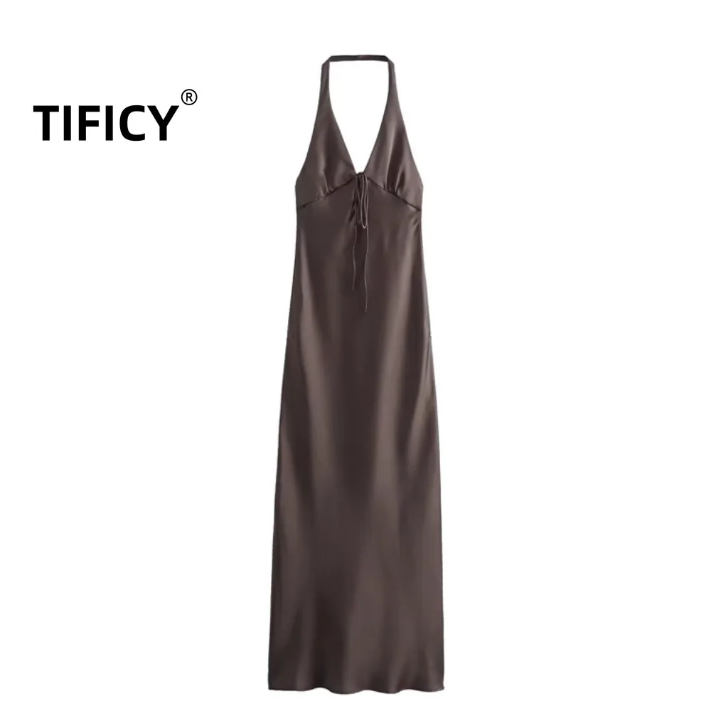 

Summer Long Dresses Women's Autumn New Vacation Style Sleeveless StainTexture Streetwear Underwear and Out Dress