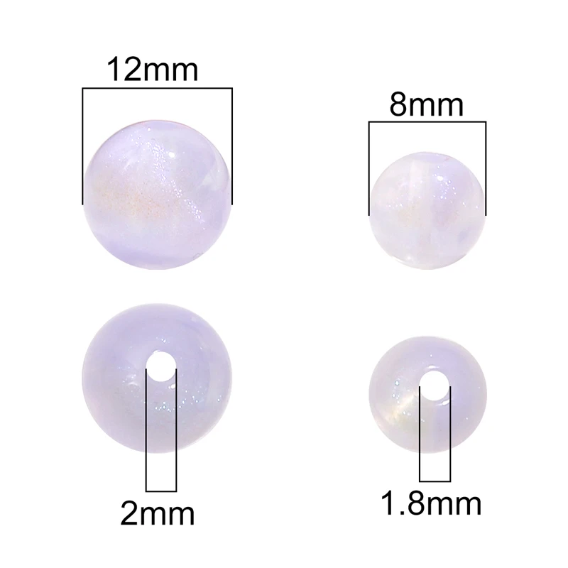 20/50pcs 8/12mm Acrylic Round Pearl Luster Beads for Earring Necklace Keychain DIY Jewelry Making