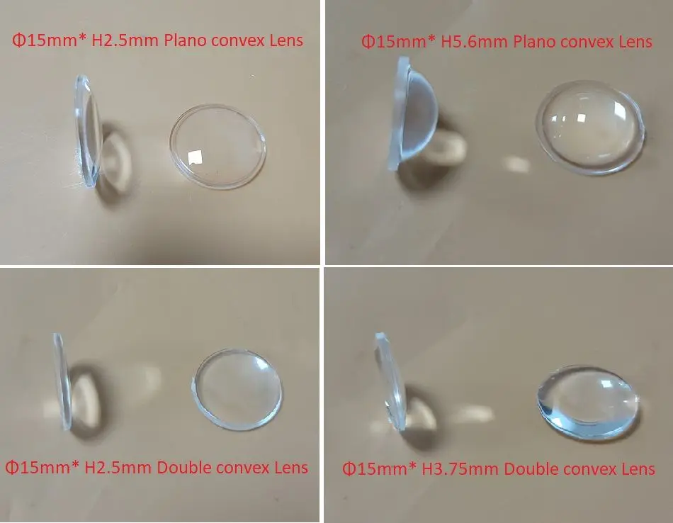 Diameter 15mm Plano convex and Double convex lens,power LED optical lenses ,1W 3W Reflector Collimator lens