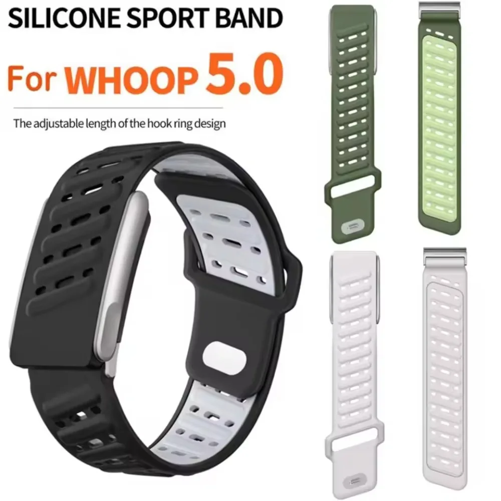 Two-tone Silicone Strap for Whoop 5.0 Sports Comfortable Breathable Wristband Protector Tracker for Whoop 5.0 MG Bracelet Belt