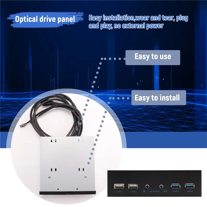 【Price Drop !!】5.25 Inch Desktop Pc Case Internal Front Panel Usb Hub 2 Ports Usb 3.0 And 2 Ports Usb 2.0 With Hd Audio Port 20