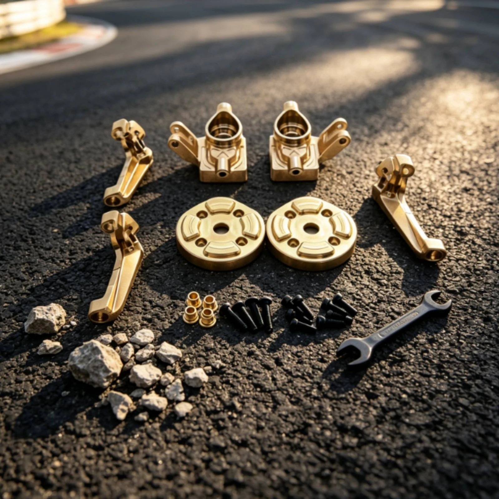 Front Axle Steering Block Solid Brass Front Counterweight Block C-Seats Precision-Machined Upgrade Kit Lustrous for Hobbyists