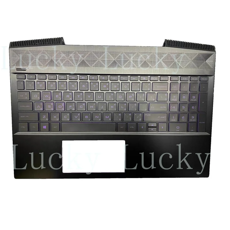 f   Laptop Keyboard&PalmRest For HP 15-CX L20672-281 purple backlit Thailand TI