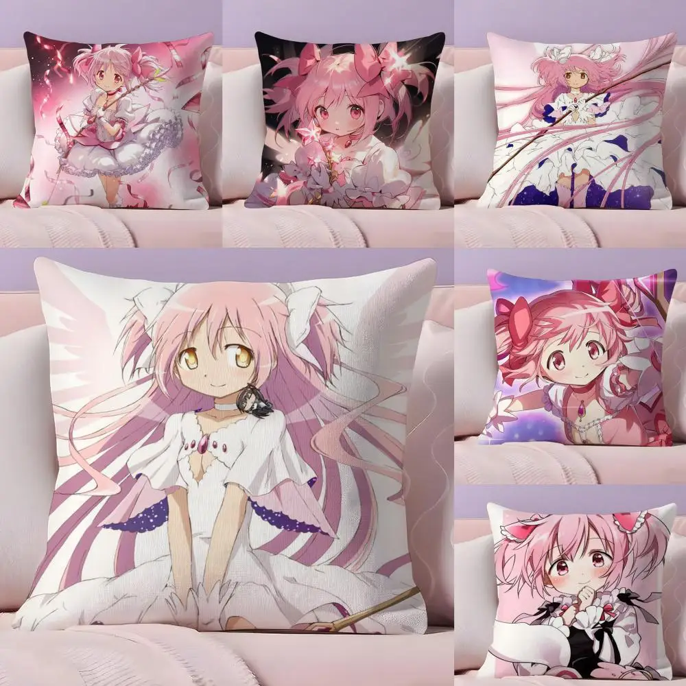 Puella Magi Madoka Cute Pillow Case Plush Fabric Soft Double-Sided Printed Sofa Warm Winter Home Gift Cushion Cover
