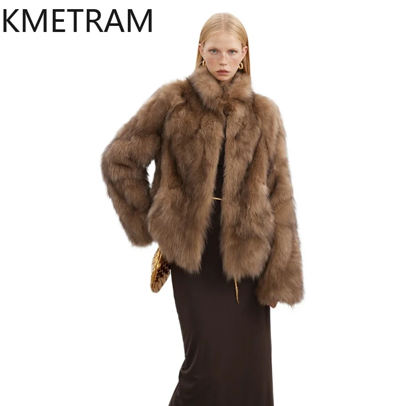 

KMETRAM Real Fox Belly Fur Coat Women 2026 Elegant Women Winter Coats Short Real Fur Coats Fur Jacket Women Clothes Шуба Женская