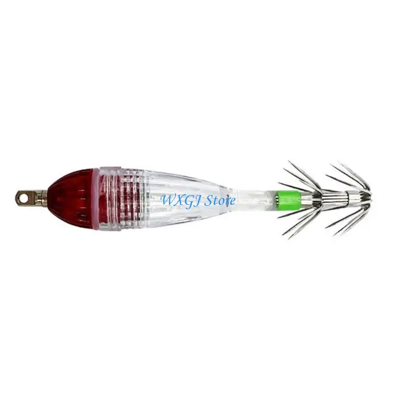 37JE Luminescent Squid Jigs Underwater LED Squid Light Baits Attracting Artificial Baits Squid Fishing Hook for Sea Angling