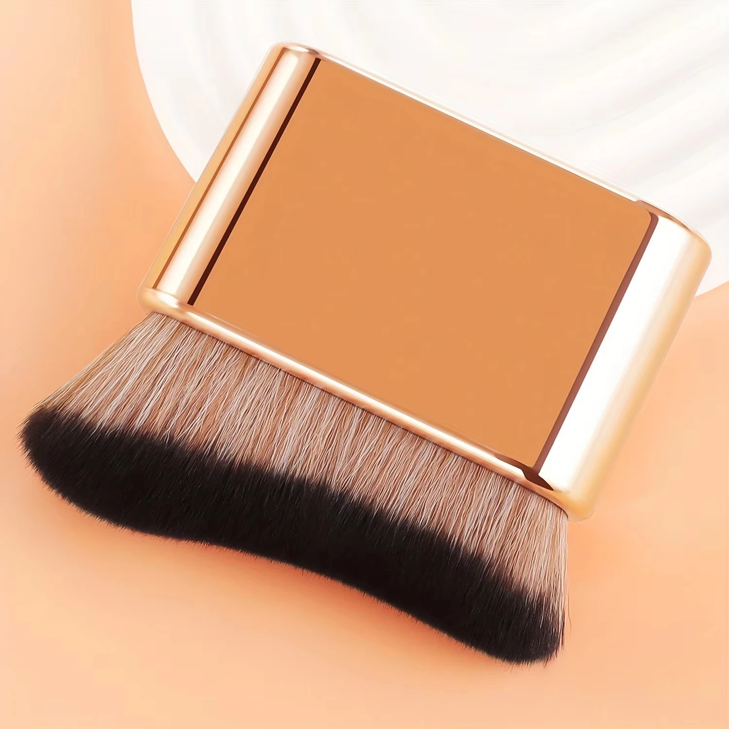 1pc Wave Contour Makeup Brush, ABS Plastic Handle, Nylon Bristles, Unscented, Universal Skin Type, Foundation Application Palm B