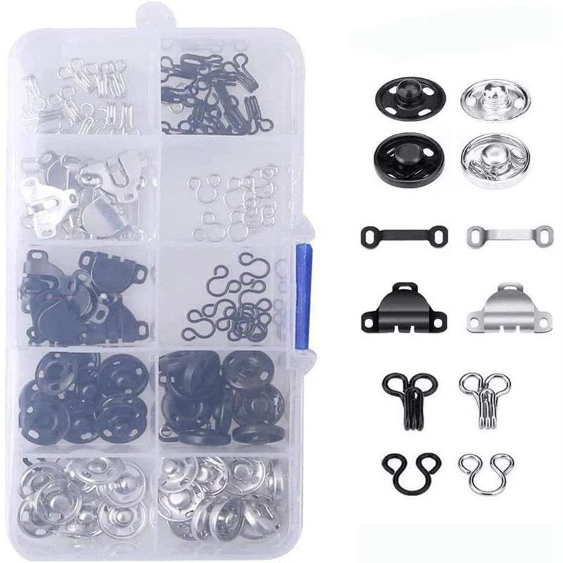 ●Sewing Hooks And Eyes Set Sew-on Snap Buttons DIY Clothing Button Sewing Closures Snaps Kit For Clothes Bags Sewing Craft