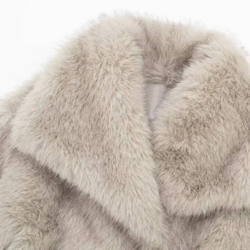 2025 hiver nouvelle mode dégradé moelleux manteau femmes haute rue grand col fausse fourrure de renard veste femme pardessus