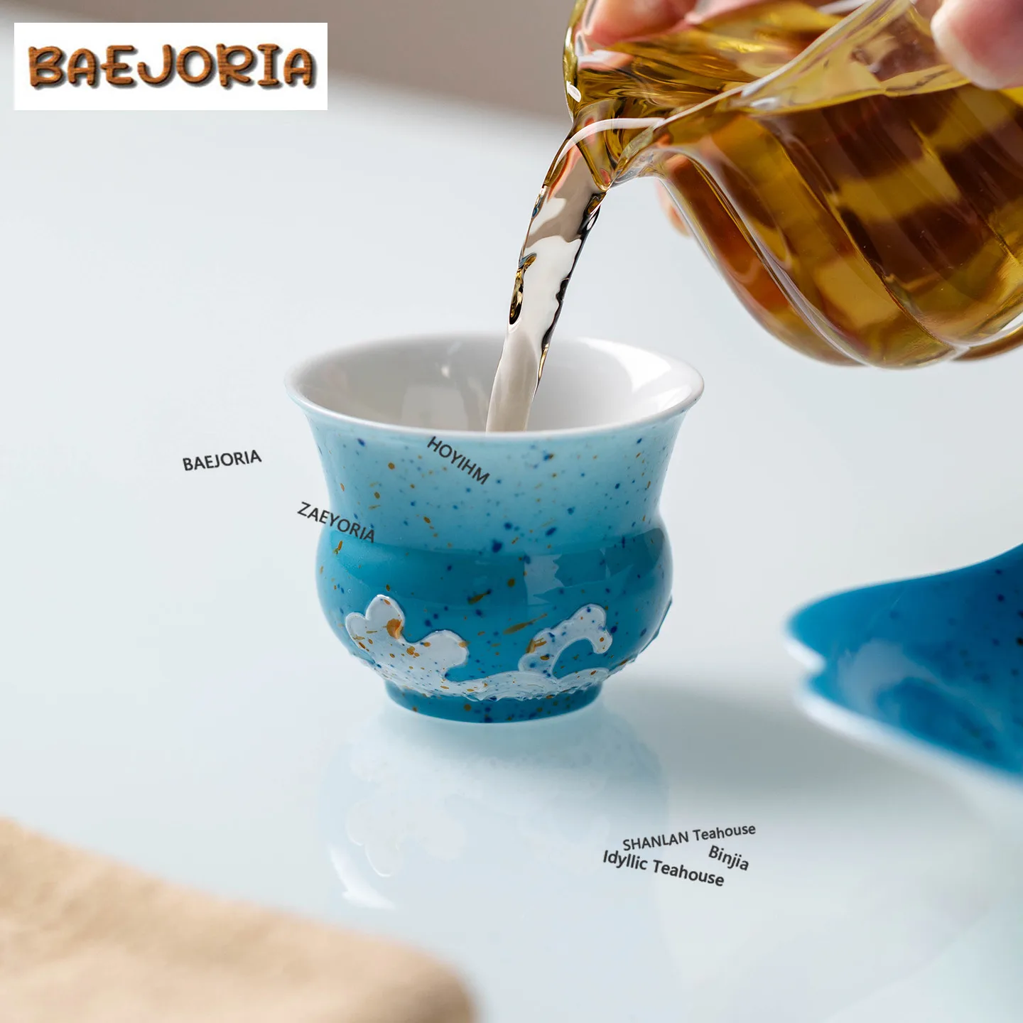 BAEJORIA 50ml Hand-painted Whale Teacup Vintage Tea Bowl Jug Tea-tasting Personal Cup Jianzhan Master Cups Cafes Supplies