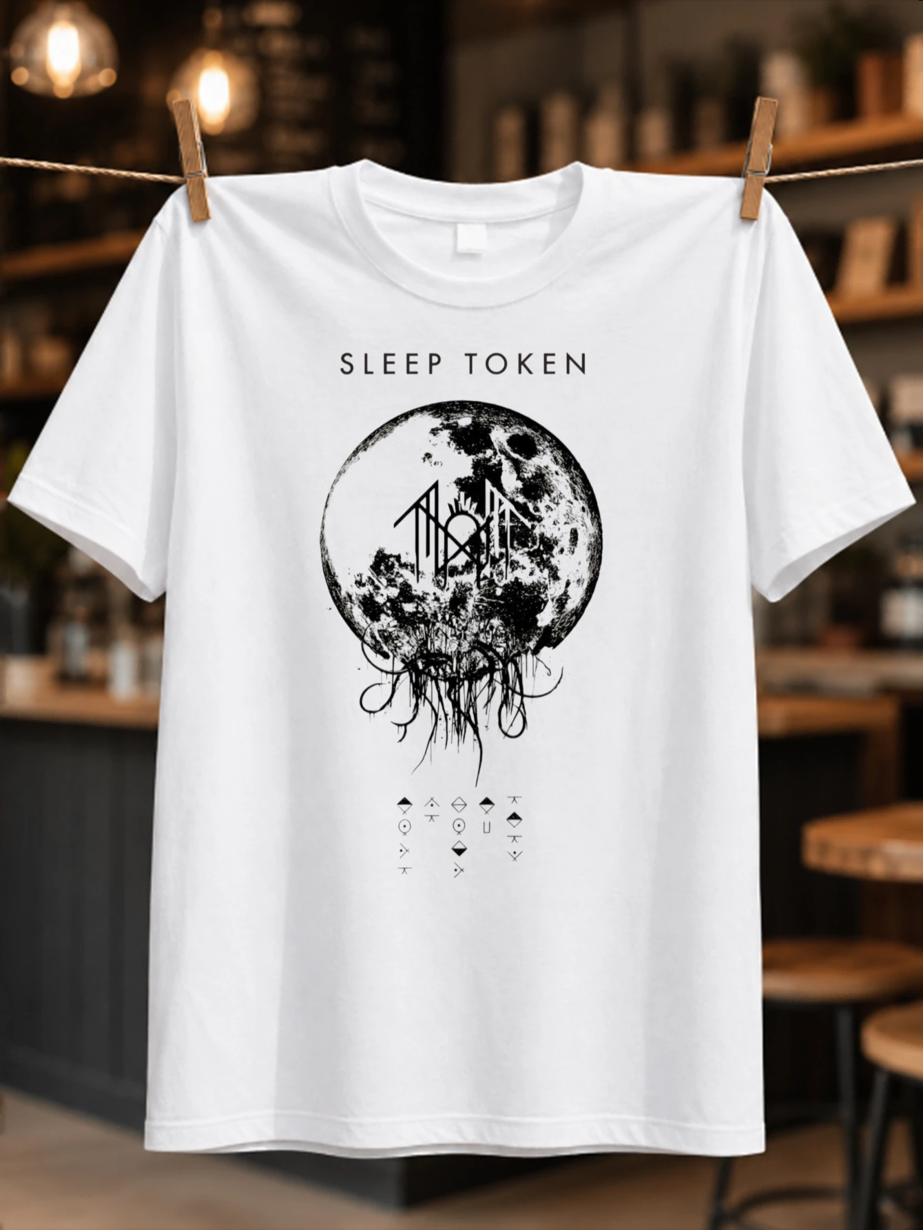 Sp Token moon with  dripping branches rune symbols and dark mystical atmosphere Retro Concert Fan  Unisex All T-Shirt