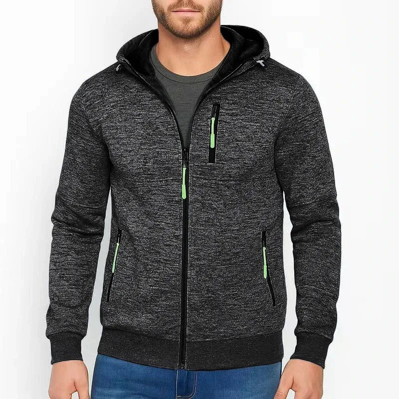 Men's Autumn Sports Fitness Jacket Casual Hooded Sweatshirt Baseball Jackets Contrast Color  Zipper Desigan Fashion Outwear