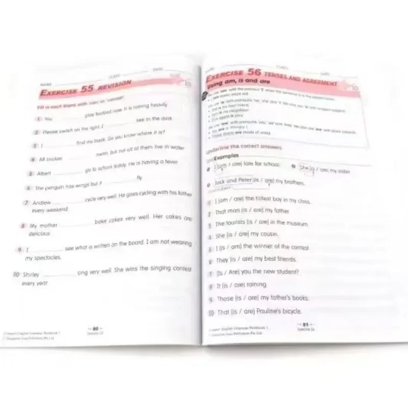 SPA 3-12 Year Singapore Learning English Grammar Old Kids Test Materials Exercise Book Textbook Notebook Exercise Book 6 Books