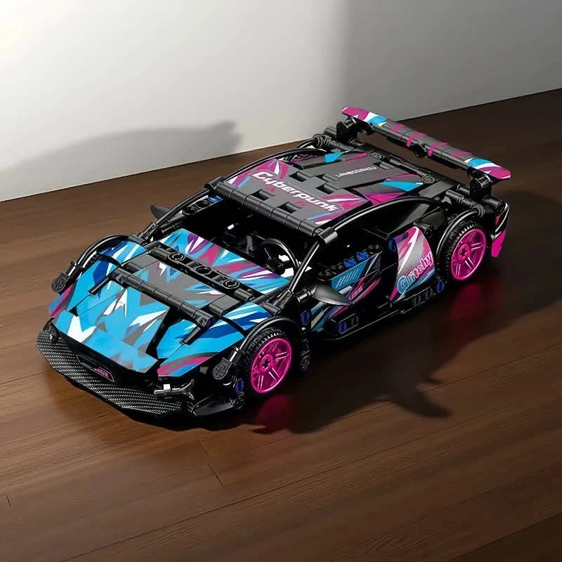 Modelo de ensamblaje de bloques de construcción de automóviles deportivos: recoger adornos para el hogar, el regalo de cumpleaños perfecto para los sueños de los niños