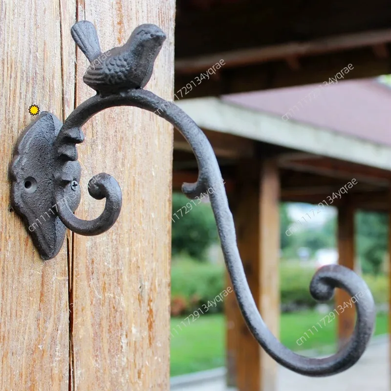 Antique Rustic Cast Iron Wall Mounted Hook For Hanging Basket Flower Planter Lantern Bird Feeder Home Garden Decor Metal Rack