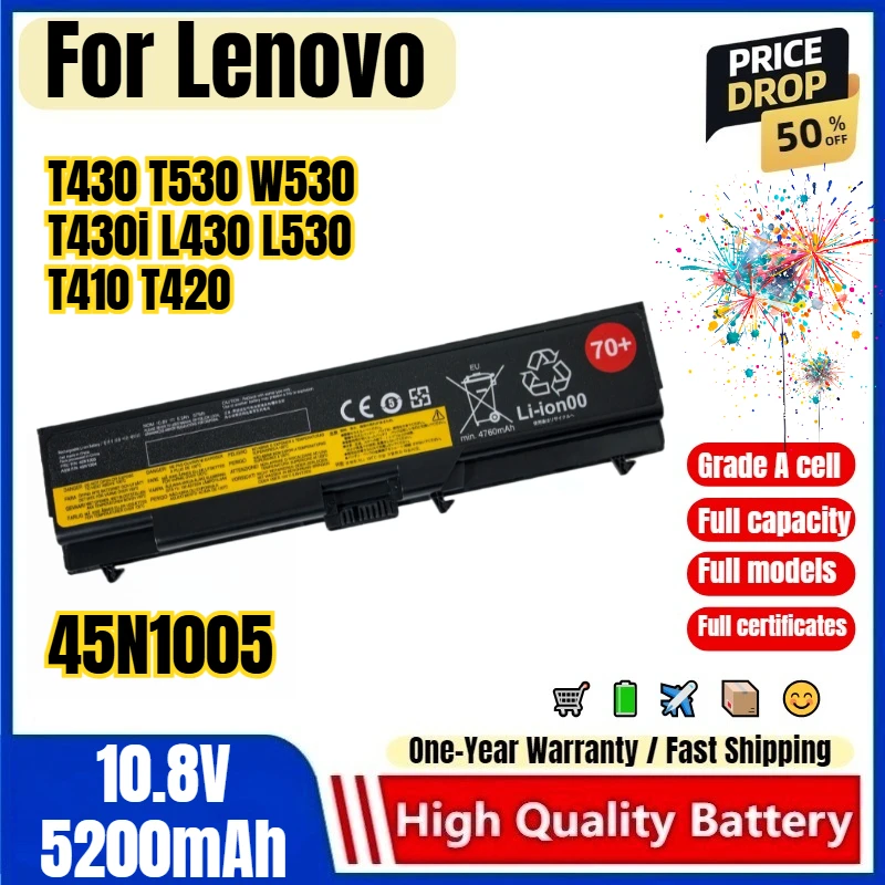45N1005 for Lenovo T430 T530 W530 T430i L430 L530 T410 T420 Laptop Battery High Quality Capacity Battery Replacement Bateria