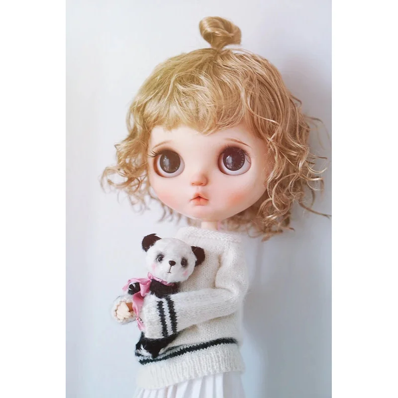 

Blythes doll wig fits in 1/6 9-10In size fashion new Small Pinch removable imitation mohair wig golden brown and carrot brown