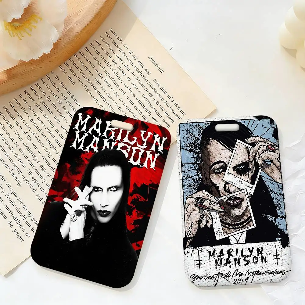 M-Marilyn M-Manson Singer Ausweishalter aus PVC-Material, Ausweishülle für Arbeit, Krankenschwester, Schlüssel und Geldbörse