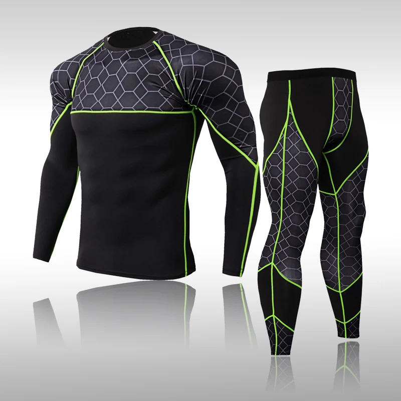 Conjuntos de roupa interior térmica de esqui masculino esportes secagem rápida funcional compressão treino de fitness camisas apertadas compressão