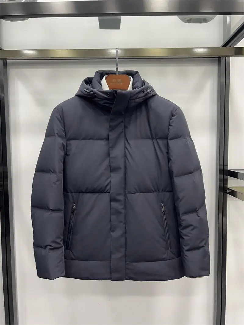 

Non-Saints Men's down Jaet Hooded Du down Zipper Medium Thi Warm ort Busin Gentleman Nylon Fiber Polyester Elastic...