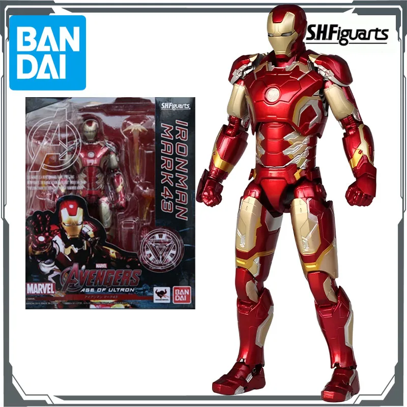 

Оригинальная фигурка Bandai S.H.Figuarts IRONMAN MARK43 155 мм, экшн-фигурка, игрушки для мальчиков, подарок, Коллекционная модель, украшения