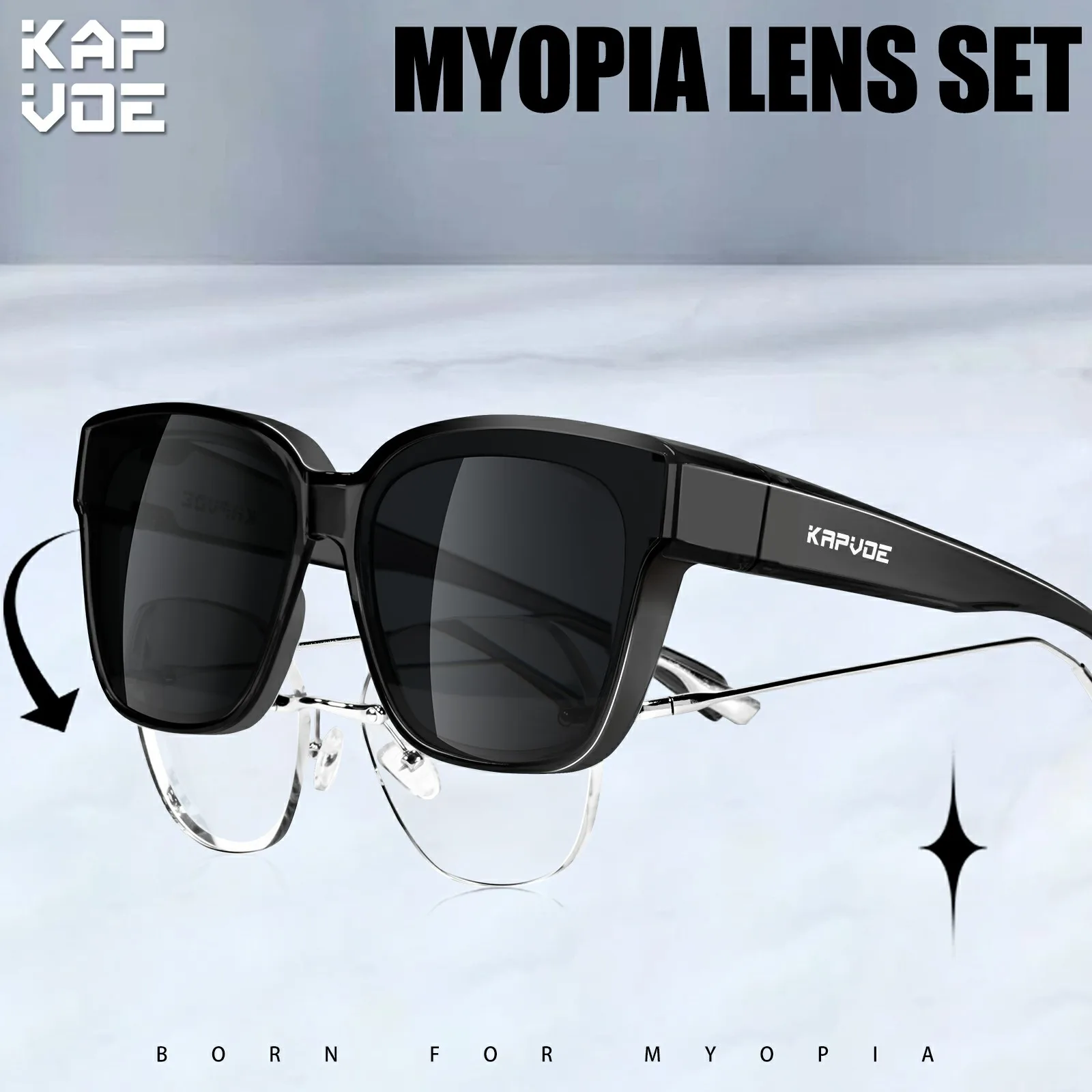 Kapvoe Stylish Polarized Men Women UV400 Protection Worn Over Myopia Glasses Oversized Fitover Solar Shield Sunglasses Eyewear