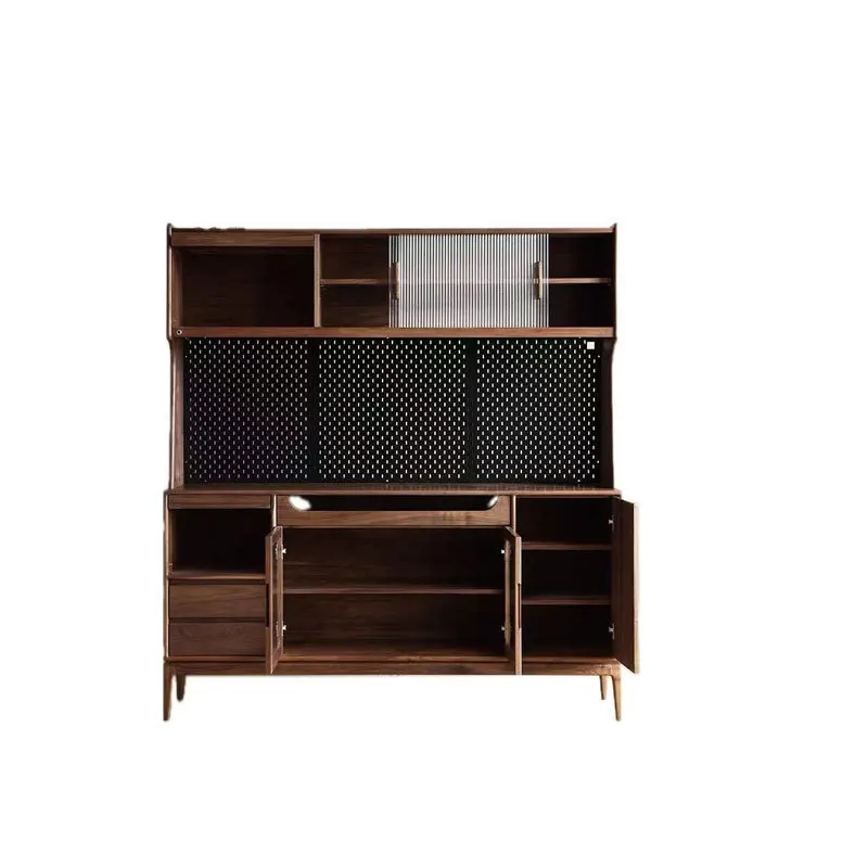 Nordic Restaurant Storage Cabinet, Multifunctional Kitchen Cabinet, Wall Integration, Home North American Black Walnut