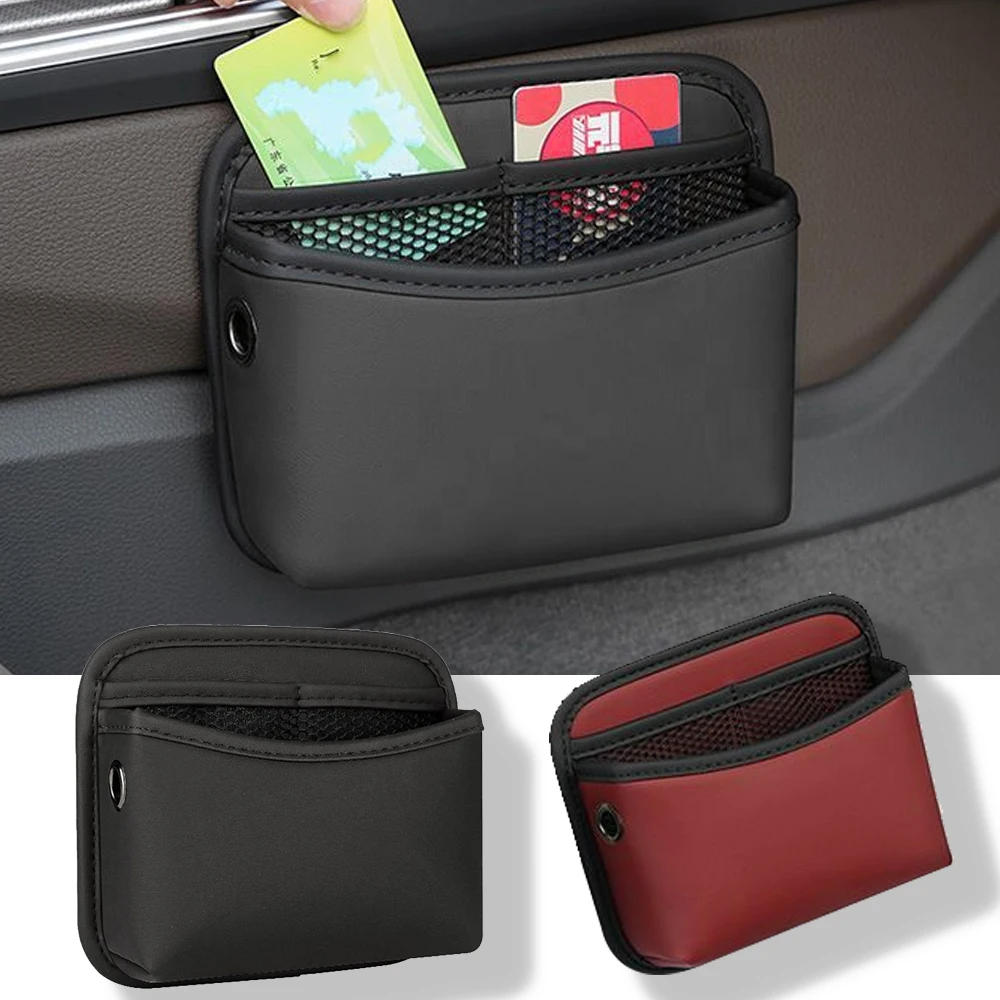 Image of Auto-Türtasche, PU-Leder Auto-Netztasche Organizer für Karten, Handy, Sonnenbrille, Universelles Auto-Innenraum-Zubehör