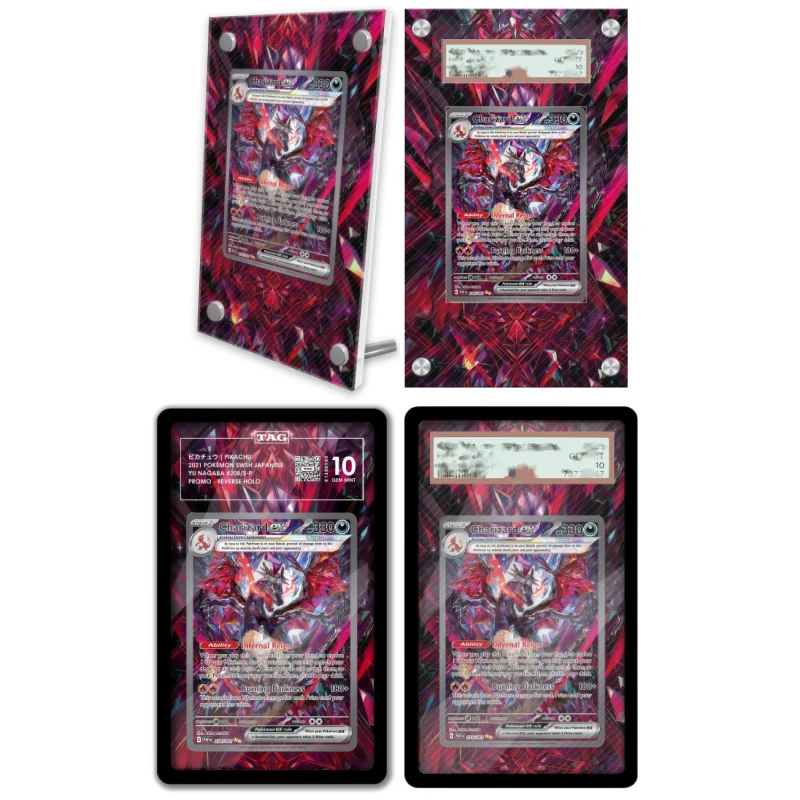display-de-arte-anime-para-pokemon-charizard-scarlet-violet-estojo-protetor-de-acrilico-para-arte-de-jogo-de-anime-chaveiro-nivel-de-avaliacao