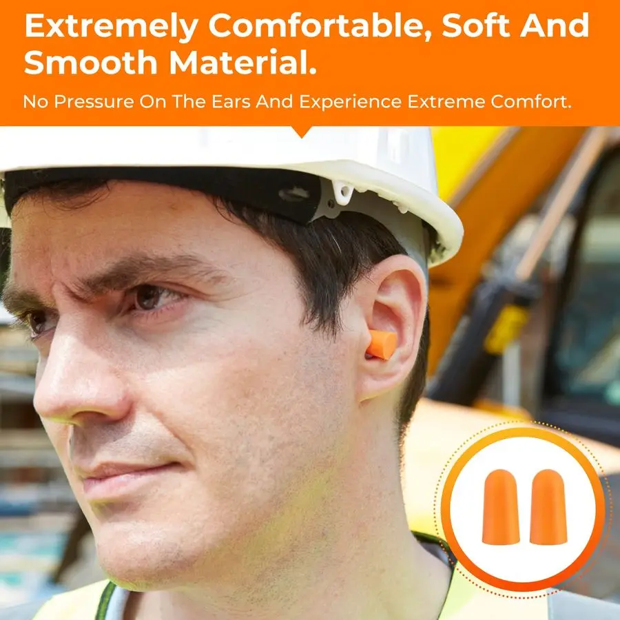 Foam Earplugs, 32dB Disposable Noise Reduction Ear Plugs, Hearing Protection Bulk Ear Plugs for Shooting Range, Work, Travel,Con