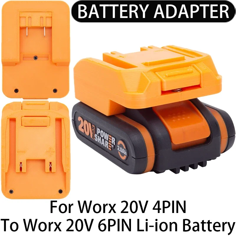 Adaptador para Worx 20v Bateria 6pin Li-ion Tools para Converter para Worx 20v 4pin Li-ion Bateria Adaptador Ferramenta Acessórios