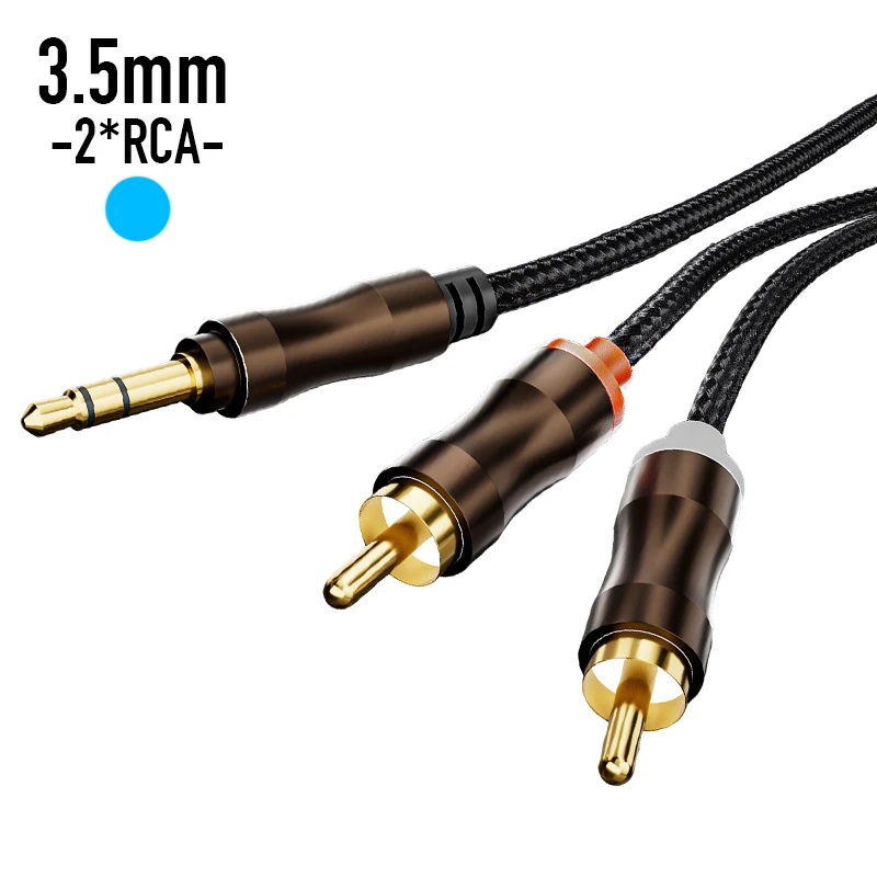 RCA To 3.5 mm Jack Aux Audio Cable Hifi Stereo 3.5mm To 2RCA Splitter Cable For Home Theater TV PC Amplifiers DVD Speaker Wire