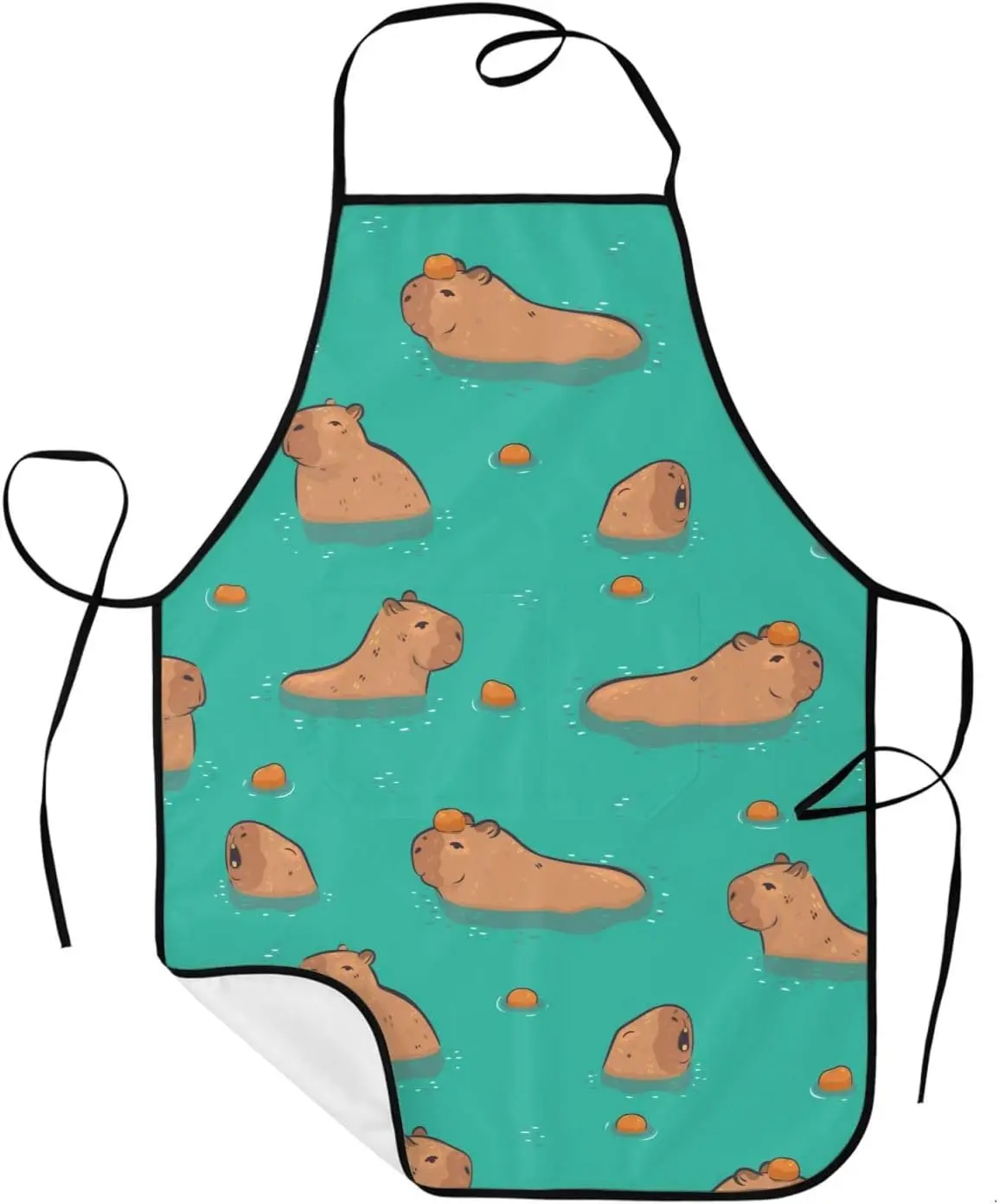 Mellow Cute Swimming Capybara Full Print Apron Waterproof Oilproof Kitchen Apron Lovely Present For Chef Grill Family Party