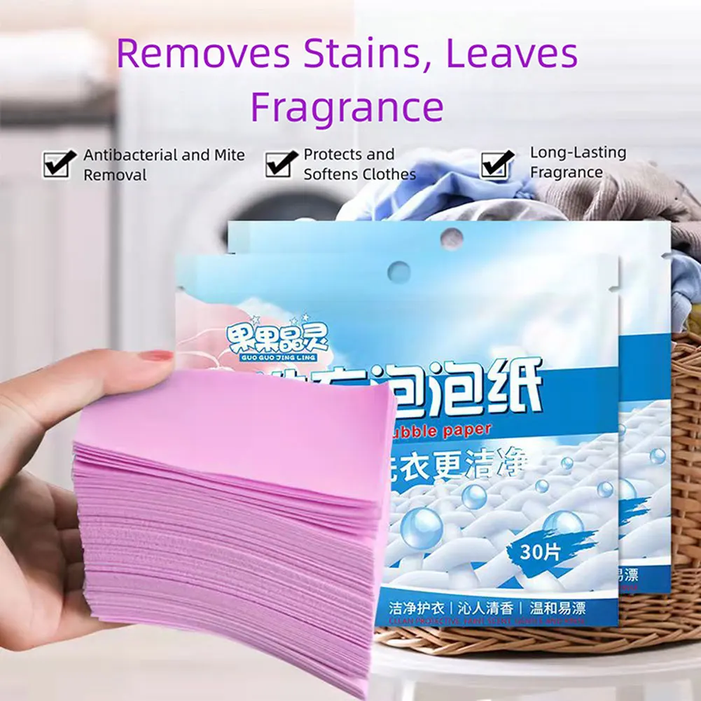 30pcs Portable Laundry Tablets Cleaning clothes Laundry Bubble Paper Concentrated Washing Powder Detergent Washing Machines