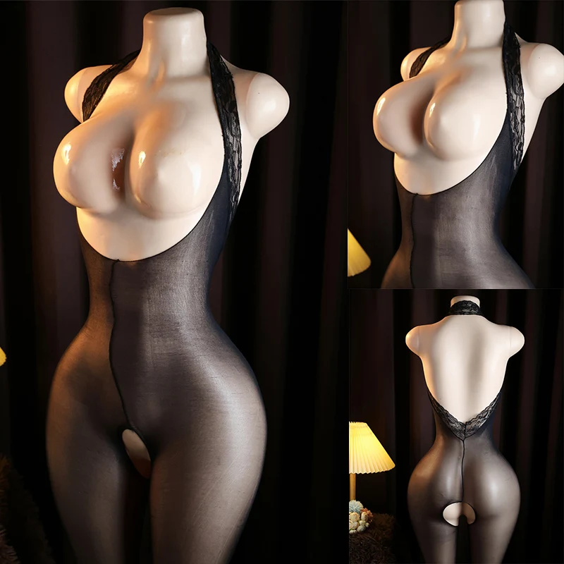 أسود مثير الرسن عارية الذراعين الجوف شبكة مفتوحة قطعة واحدة الجاكار الملابس الداخلية Bdsm الكبار الأزواج مجموعة لمتجر الجنس الجنسي 18 Crotchless #1