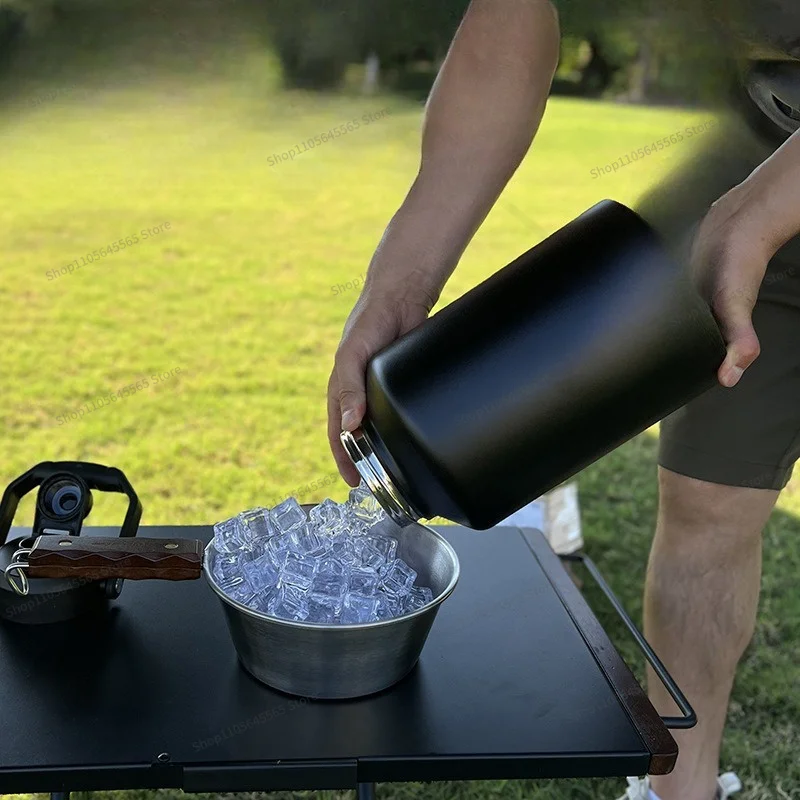 FFor Outdoor Camping Large Capacity Ice Bucket 304 Stainless Steel Double Layer Insulated Cup Portable Water Bottle