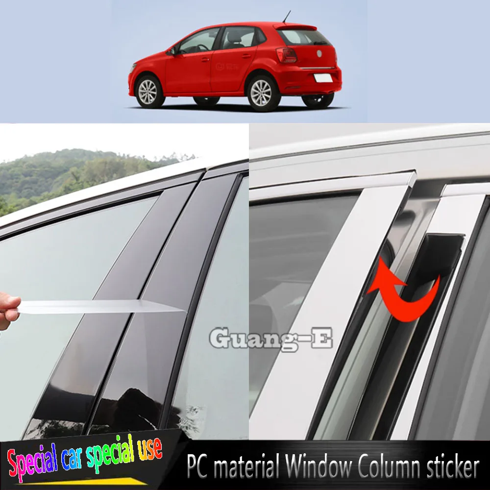 

For Volkswagen VW Polo MK5 Hatchback 2011 2012 2013 2014-2018 Car TPU/Glossy Mirror Pillar Post Cover Door Trim Window Sticker