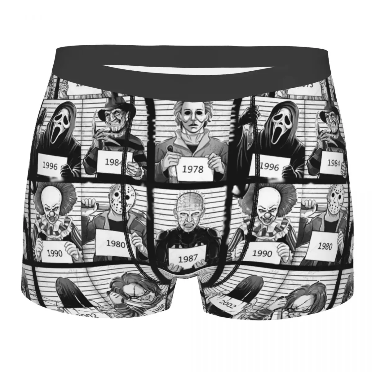 Boxer Shorts Panties Briefs Men Horror Prison Underwear Halloween Myers Chucky Jason Horror Movie Soft Underpants for Homme