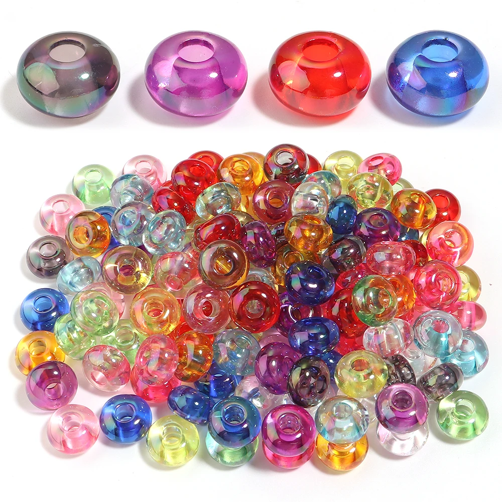 20pcs 14mm Colorful Acrylic Abacus Beads Transparent Loose Spacer Wheel Beads For Jewelry Making DIY Bracelets Keychain Supplies