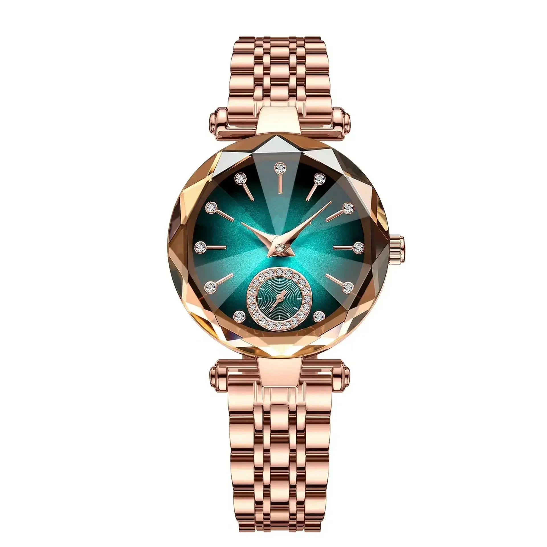 Reloj de pulsera de lujo para mujer, Reloj elegante de acero inoxidable, resistente al agua, de cuarzo con diamantes