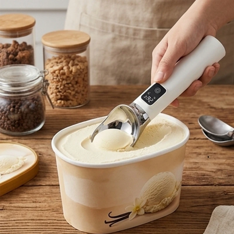 Rechargeable Ice Creams Scoops With 70°C Heating Technology And Ergonomic Handle Ice Creams Spoon For Hard Ice Creams 87HA